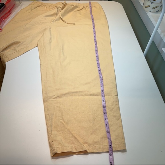 STYLE & CO Womens Plus 22W Yellow Linen Drawstring Pants with Pockets - Picture 9 of 11